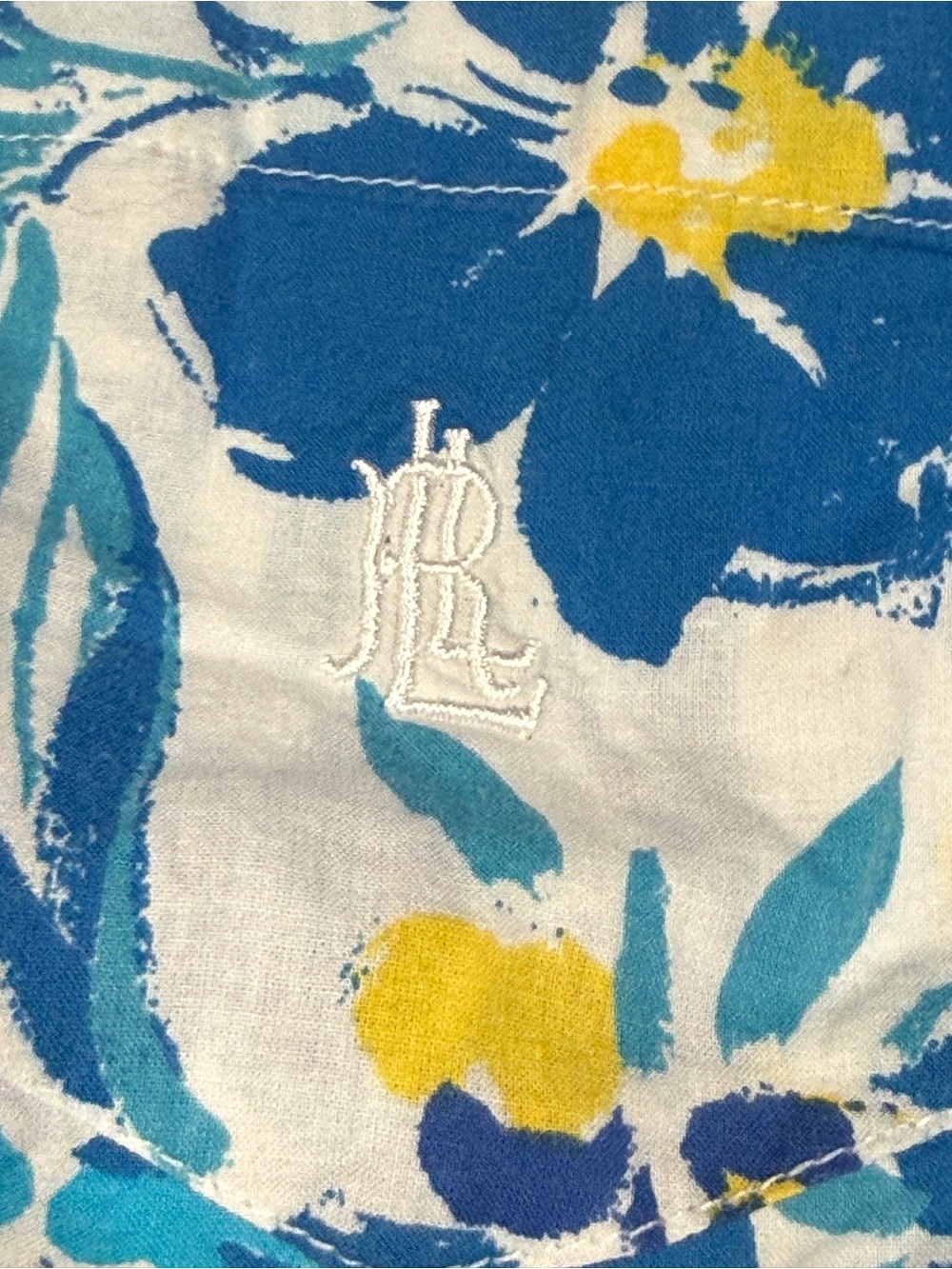 Lauren Ralph Lauren L 100% Cotton Blue Floral Cropped Pajama Set - Picture 8 of 16